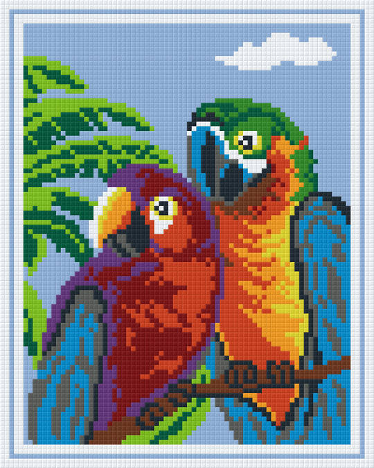 Parrot Couple Four [4] Baseplate PixelHobby Mini-mosaic Art Kit